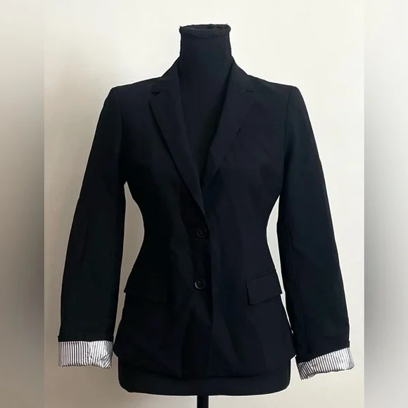 Banana Republic- Black‎ Lightweight Wool Puff-Sleeves Blazer Size 2P